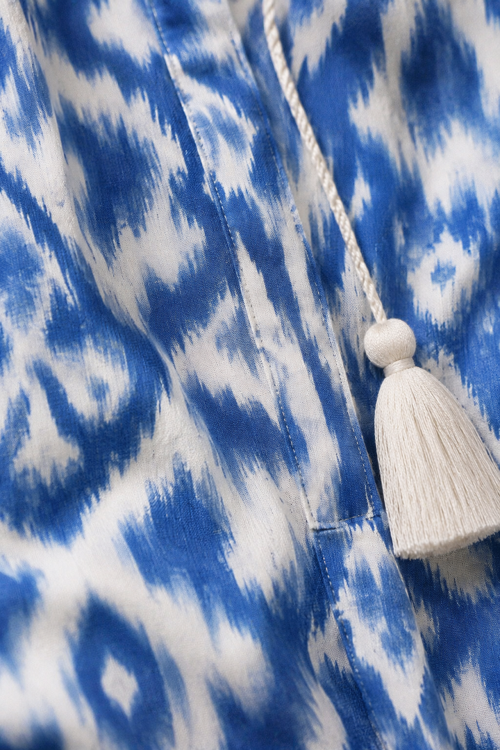 Long Sleeve Printed Maxi Dress - fabric close-up