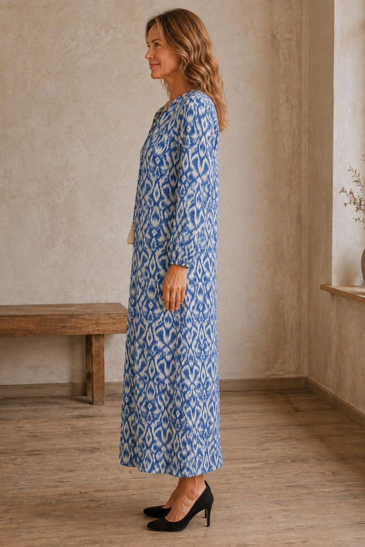 Long Sleeve Printed Maxi Dress - left side view