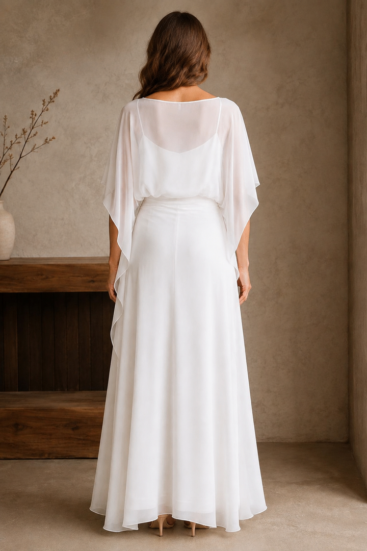 Sheer Overlay Column Dress - back view