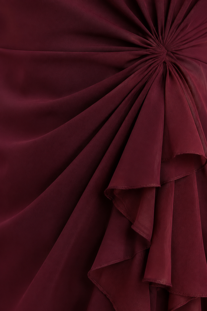 Gathered Waist Short Sleeve Dress - fabric close-up