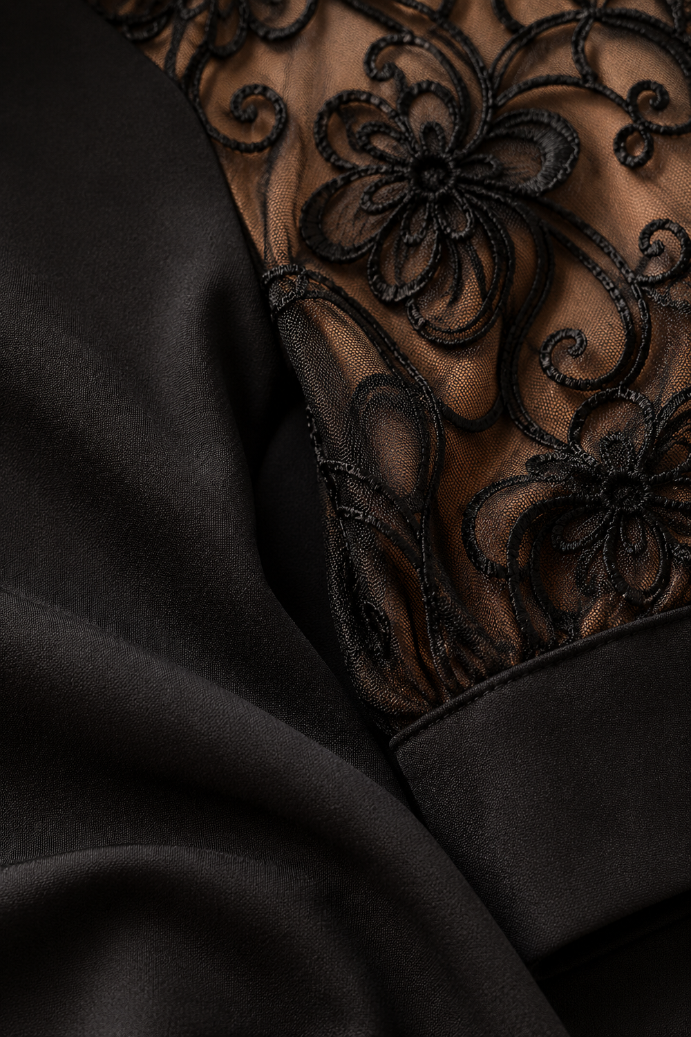 Lace Sleeve A-Line Dress - fabric close-up