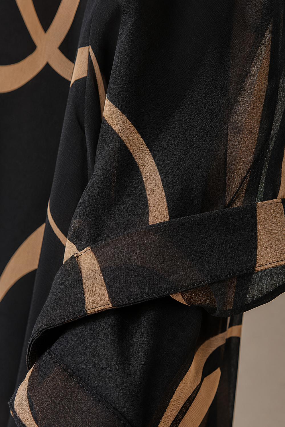 Abstract Print V Neck Dress - fabric close-up