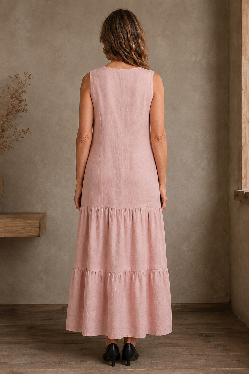 Layered Sleeveless Maxi Dress - back view
