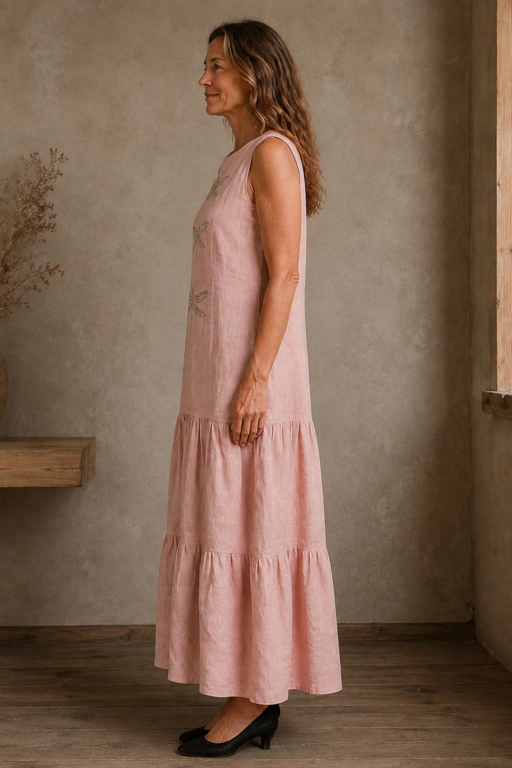 Layered Sleeveless Maxi Dress - left side view