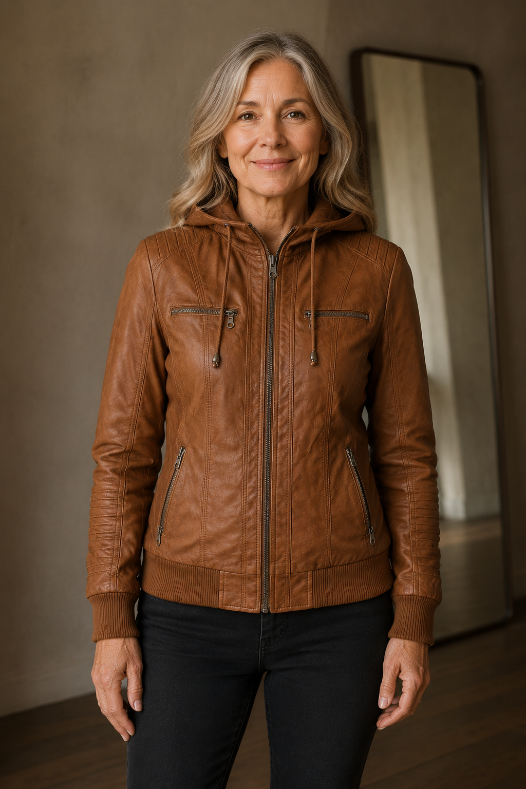 Dupont elegant leather jacket closed
