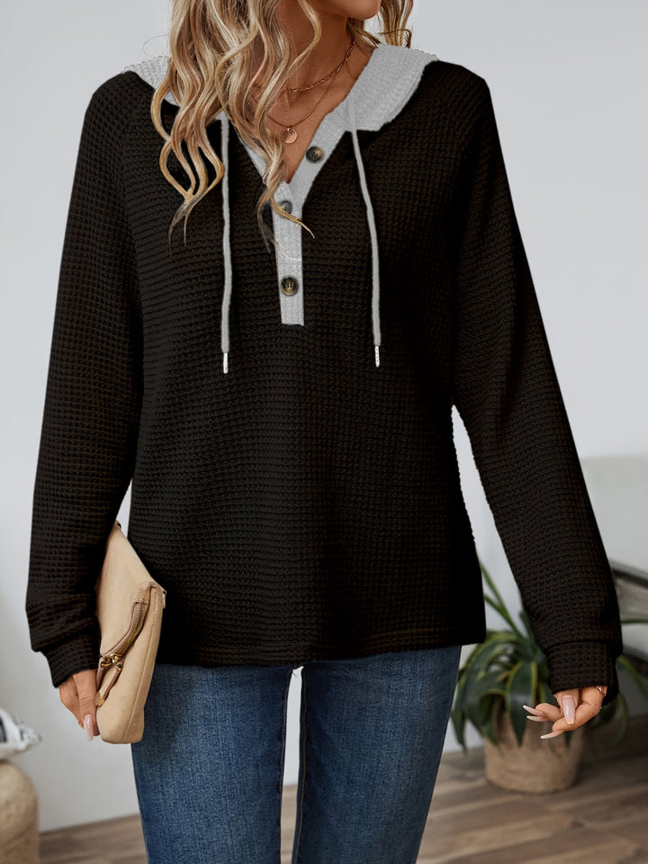 Octavia | Hooded Button-Neck Sweatshirt