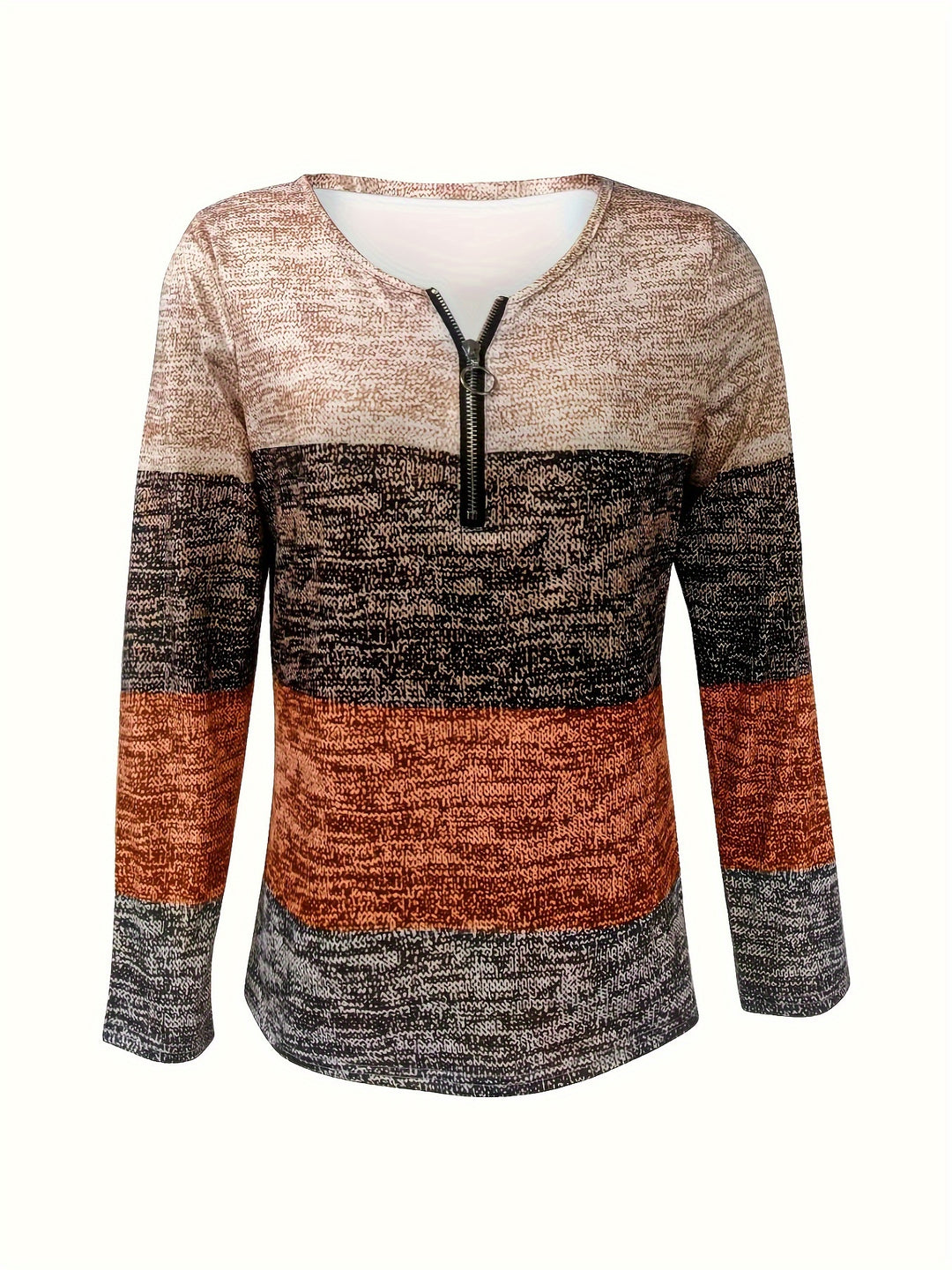 Norine | Striped Zip Neck Knit Top