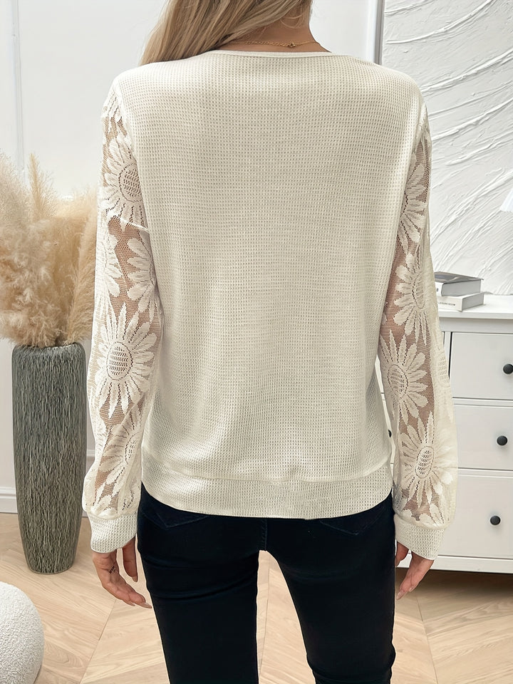 Veronique | Lace Panel Lantern Top