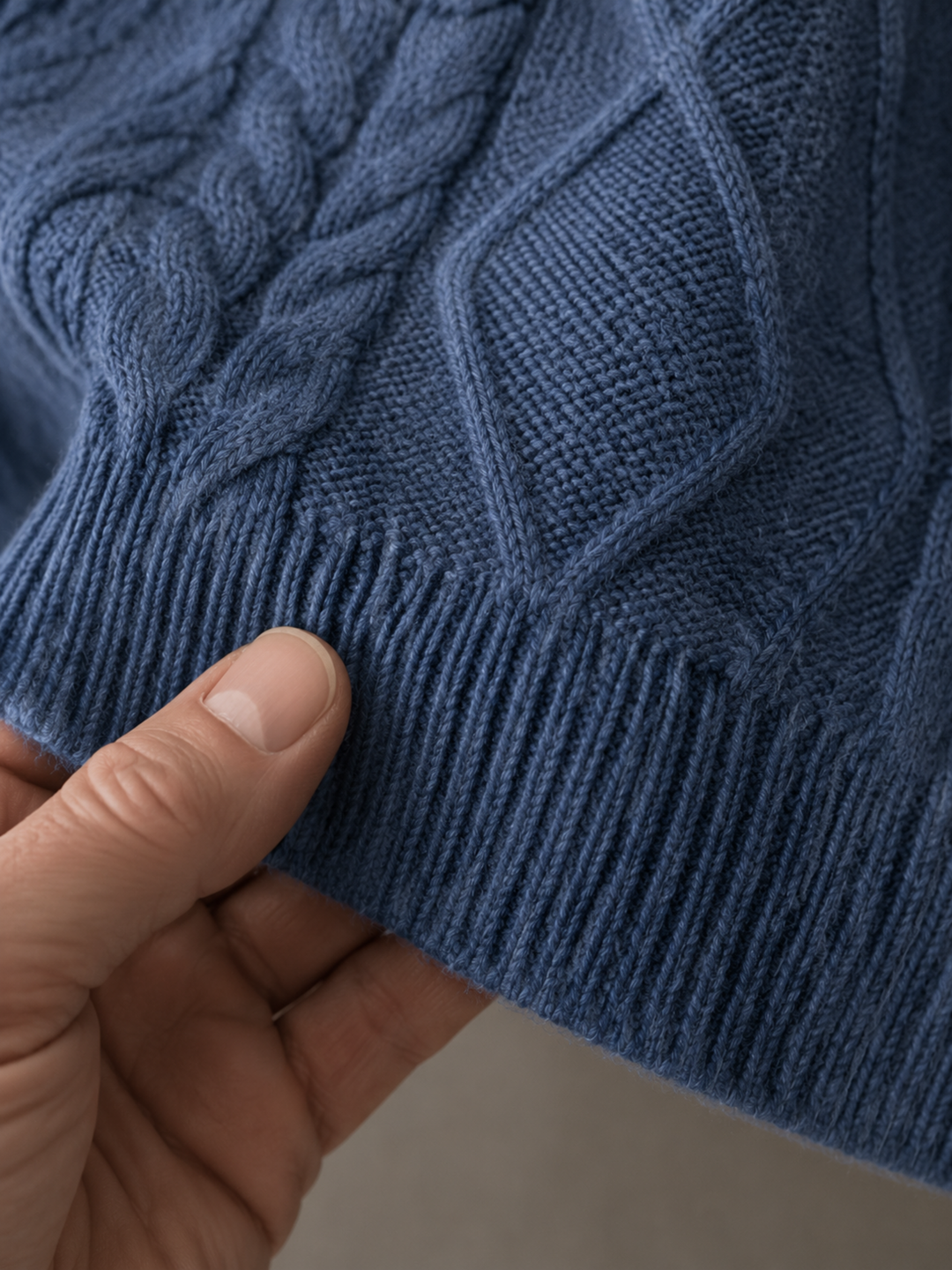 Wool Blend Shawl Collar Cardigan - Blue material detail