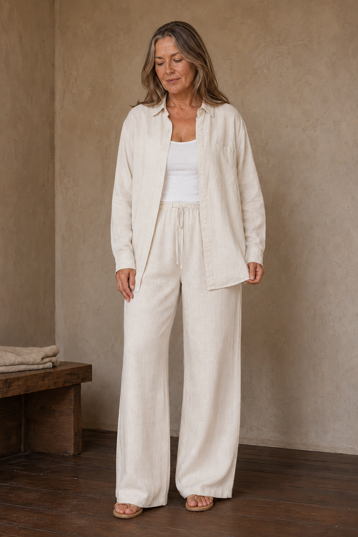 Edwige | Cotton Linen Two Piece Set - Beige