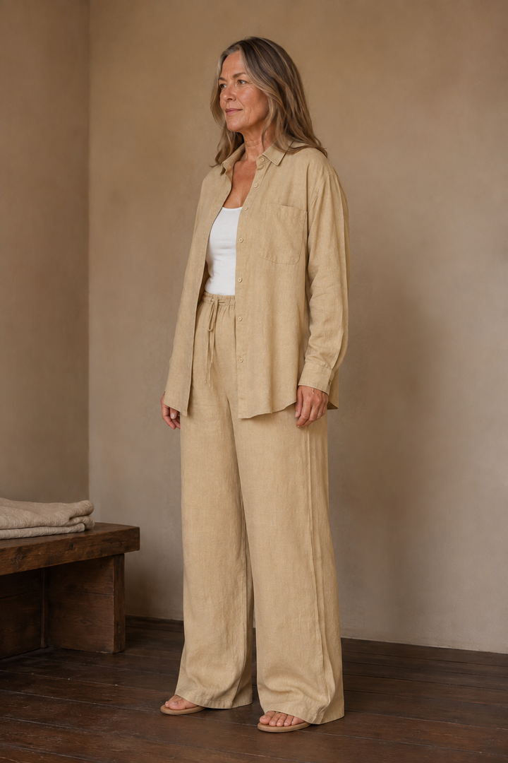 Edwige | Cotton Linen Two Piece Set - Sand