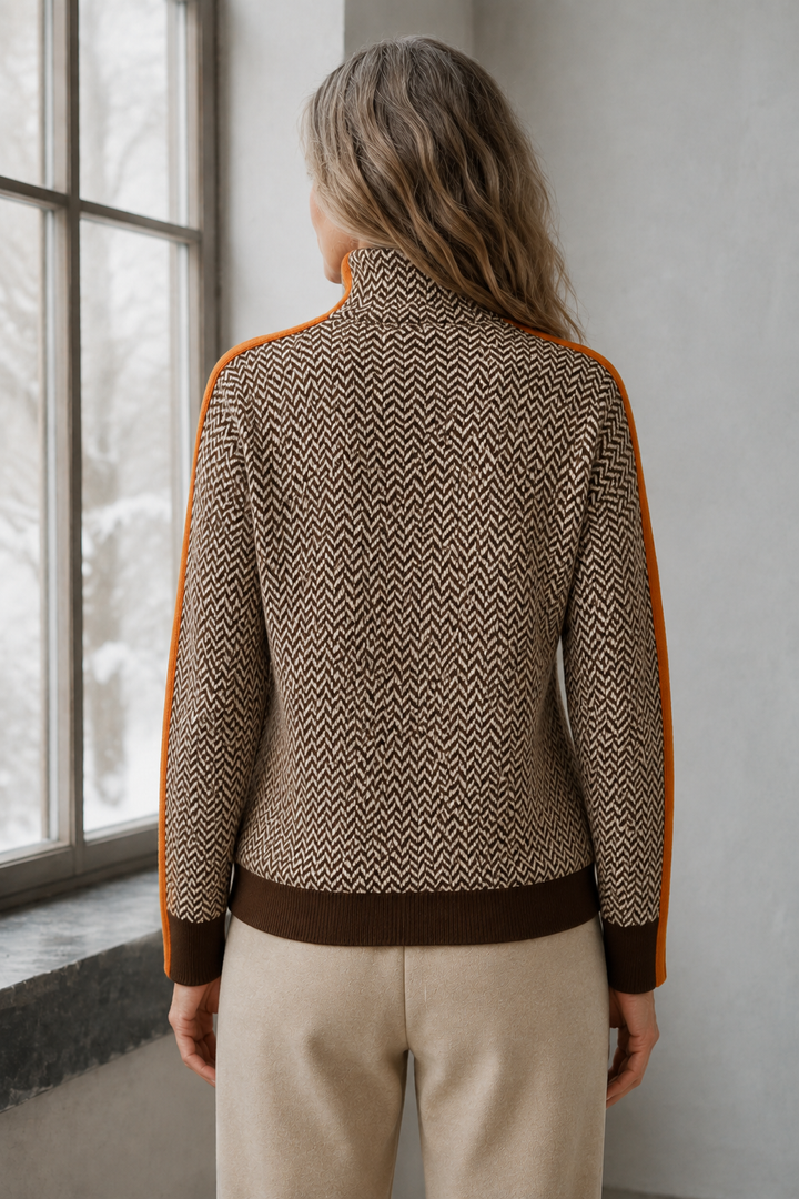 Elara | Turtleneck with Contrasting Stripes - Orange