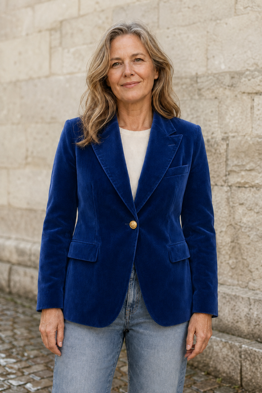 Élise | Dense Weave Tailored Blazer - Blue