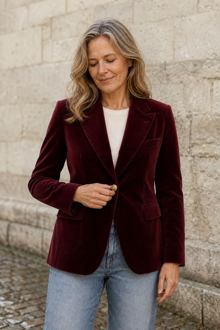 Élise | Dense Weave Tailored Blazer - Red