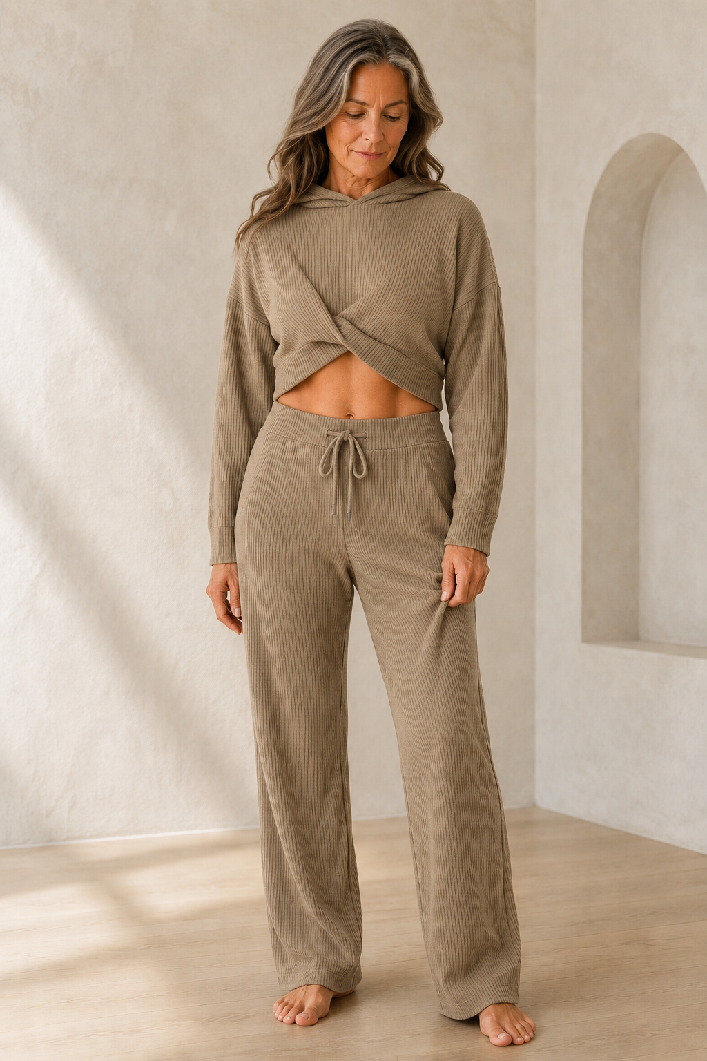Eliza | Brushed Corduroy Two Piece Set - Khaki