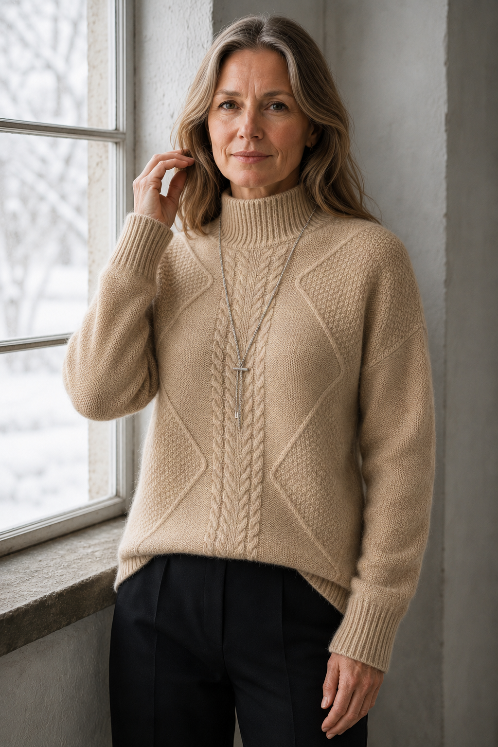 Ellen | Cashmere Blend Sweater - Beige