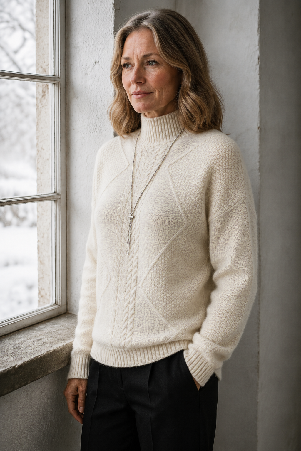 Ellen | Cashmere Blend Sweater - White
