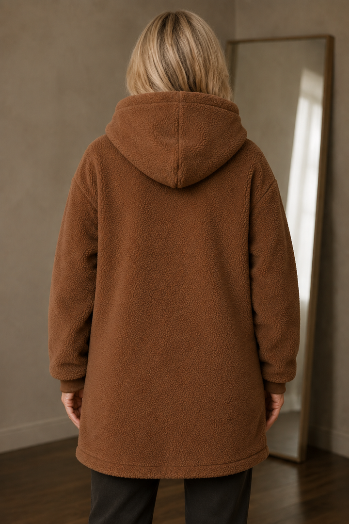 Elmire | Deep Pile Teddy Fleece Coat - Brown