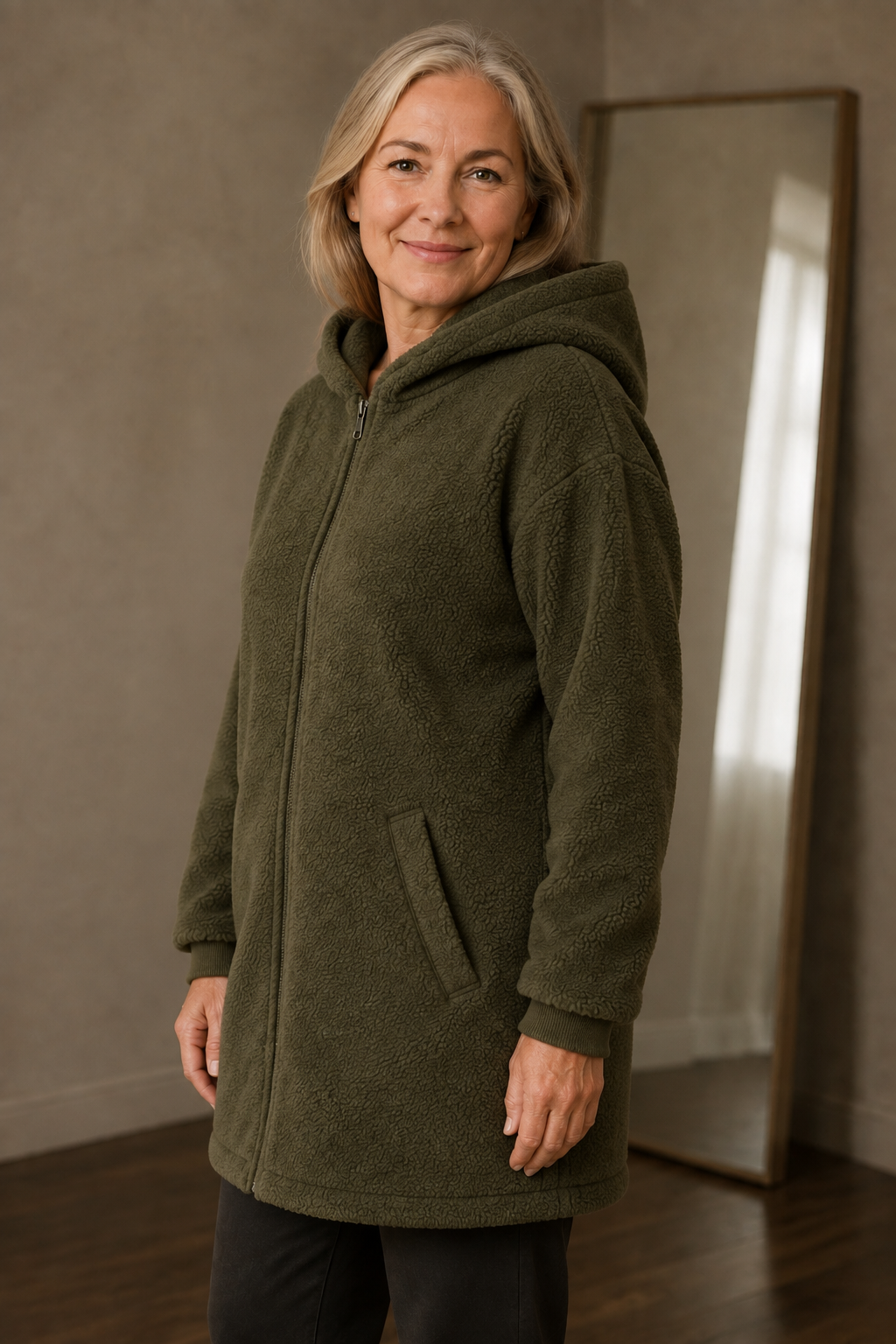 Elmire | Deep Pile Teddy Fleece Coat - Grey