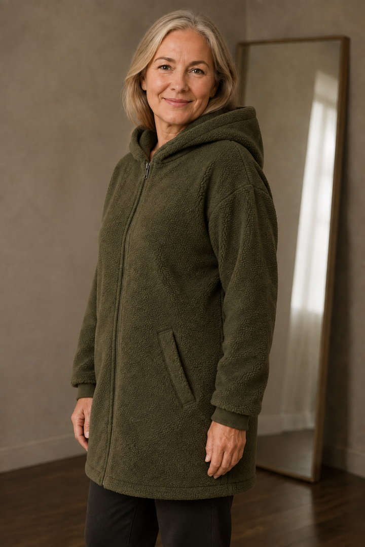 Elmire | Deep Pile Teddy Fleece Coat - Grey