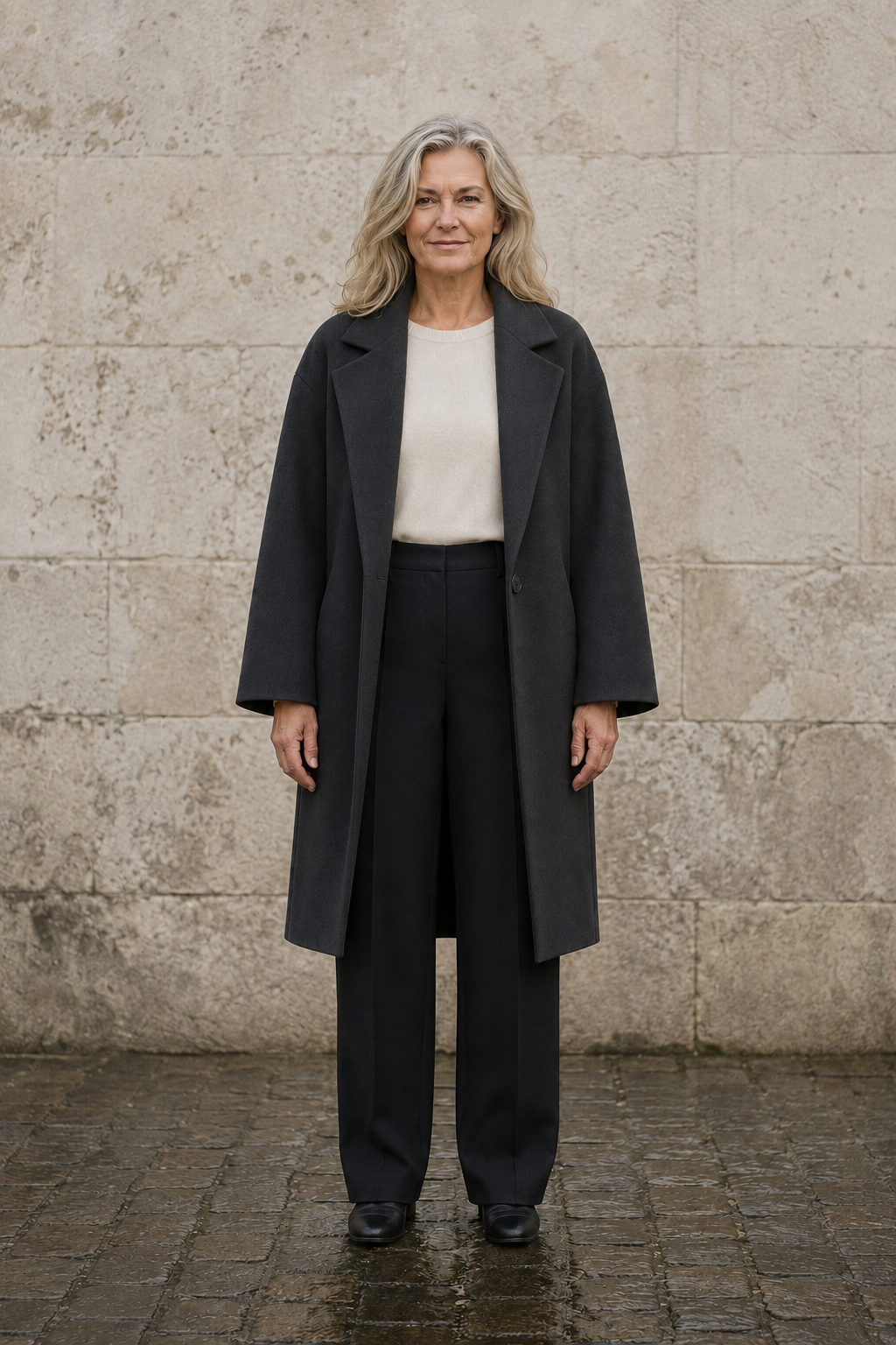 Emma elegant wool coat open