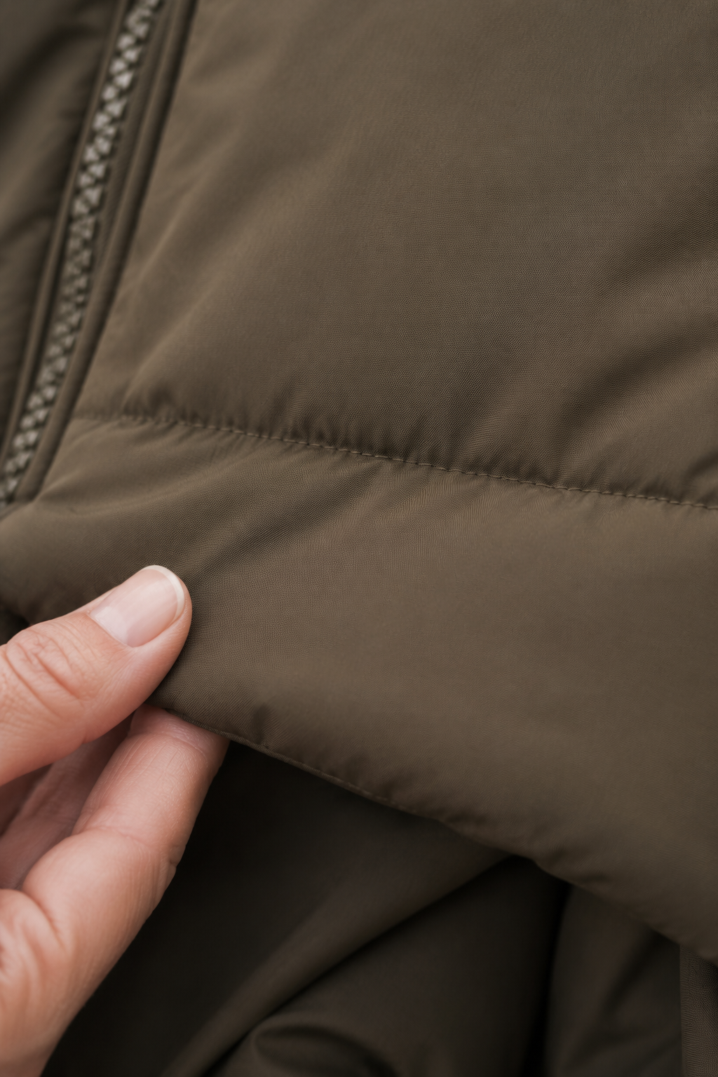 Emmeline | Insulated Hooded Puffer - fabric close-up