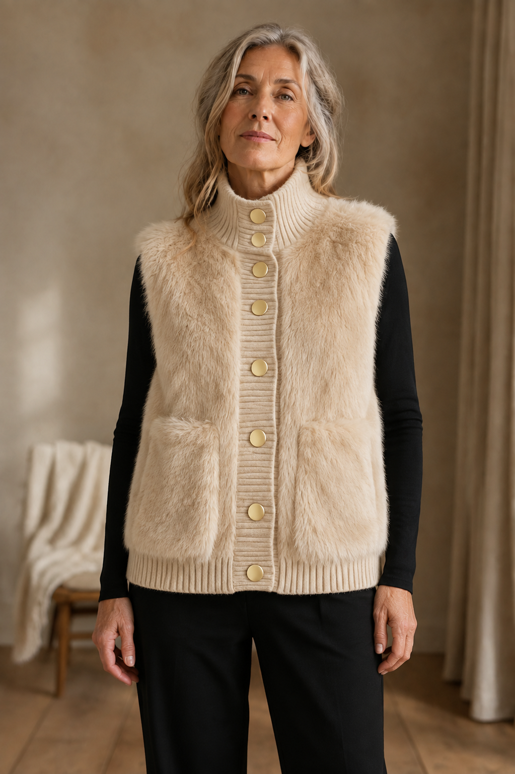 Ermeline Coffee vest front view