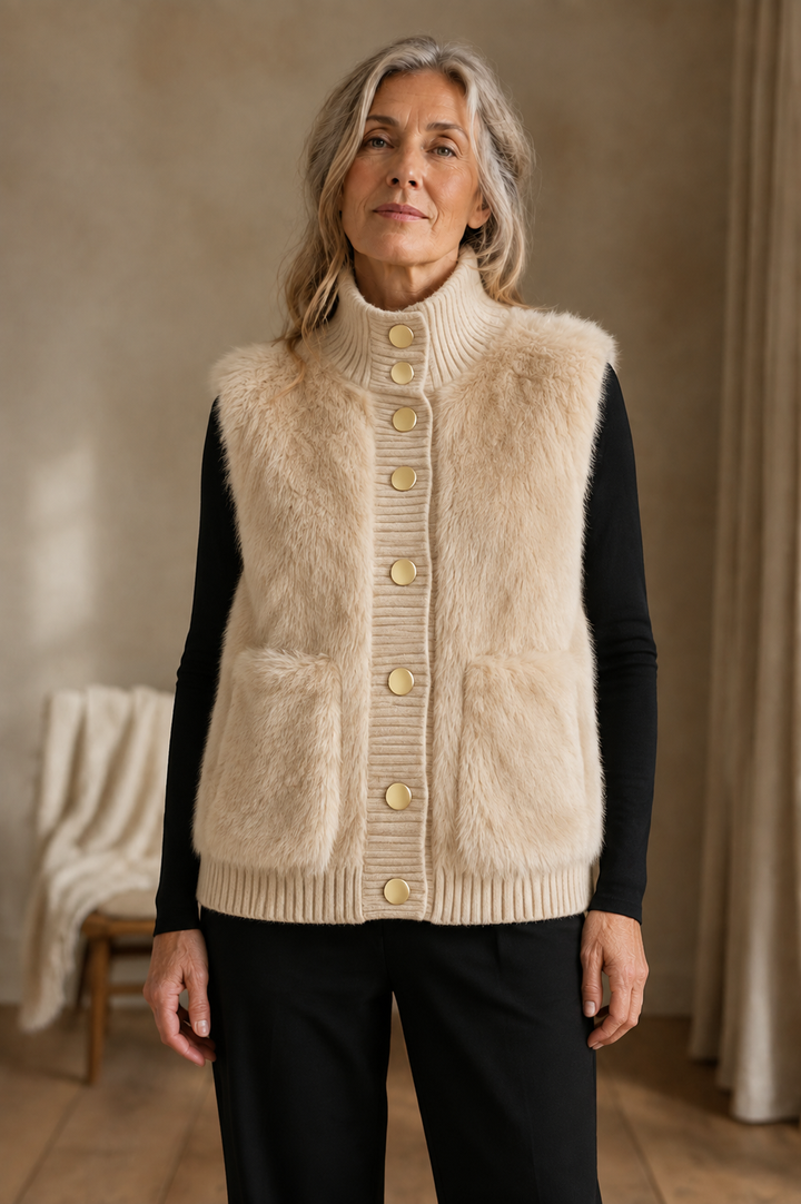 Ermeline Coffee vest front view