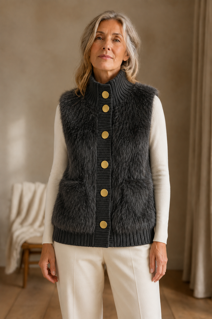 Ermeline Dark Grey vest front view