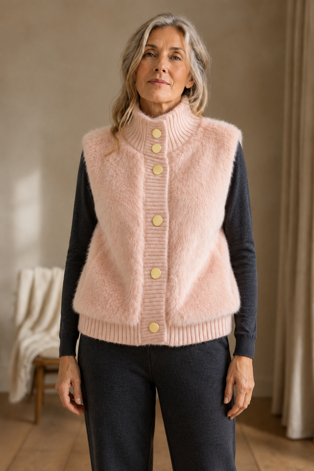 Ermeline Pink vest front view