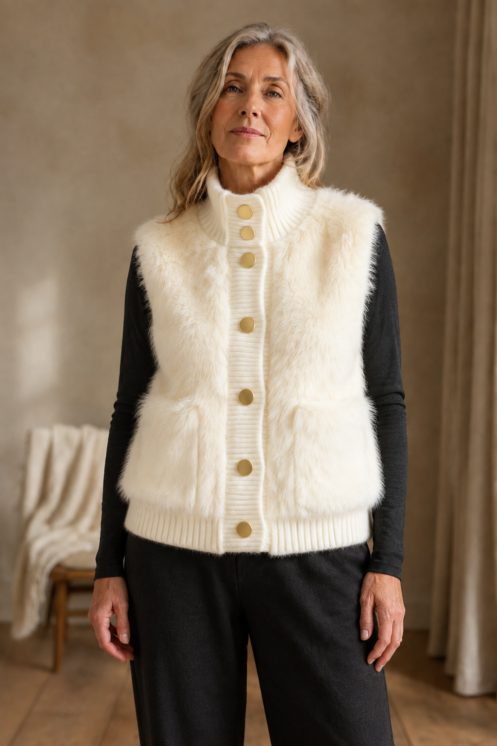 Ermeline White vest front view