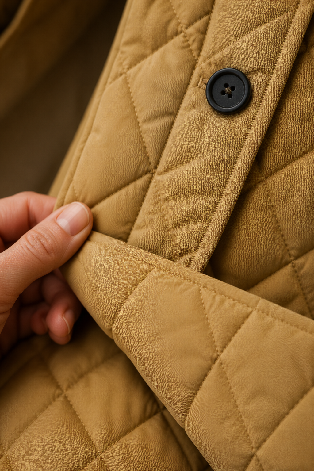 Estelle | Diamond Quilted Longline Coat - fabric close-up