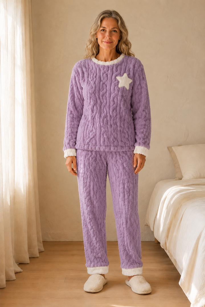 Etiennette | Jacquard Fleece Pyjama Set - Purple