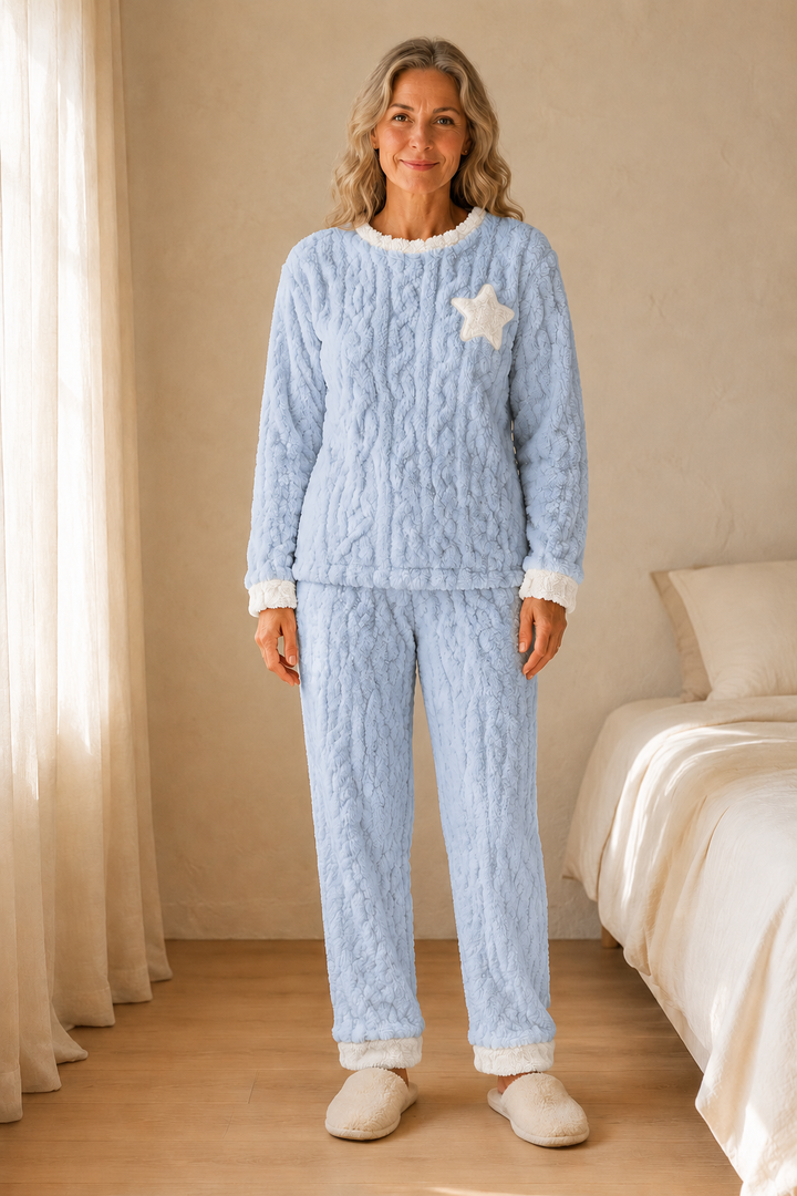 Etiennette | Jacquard Fleece Pyjama Set - Light Blue