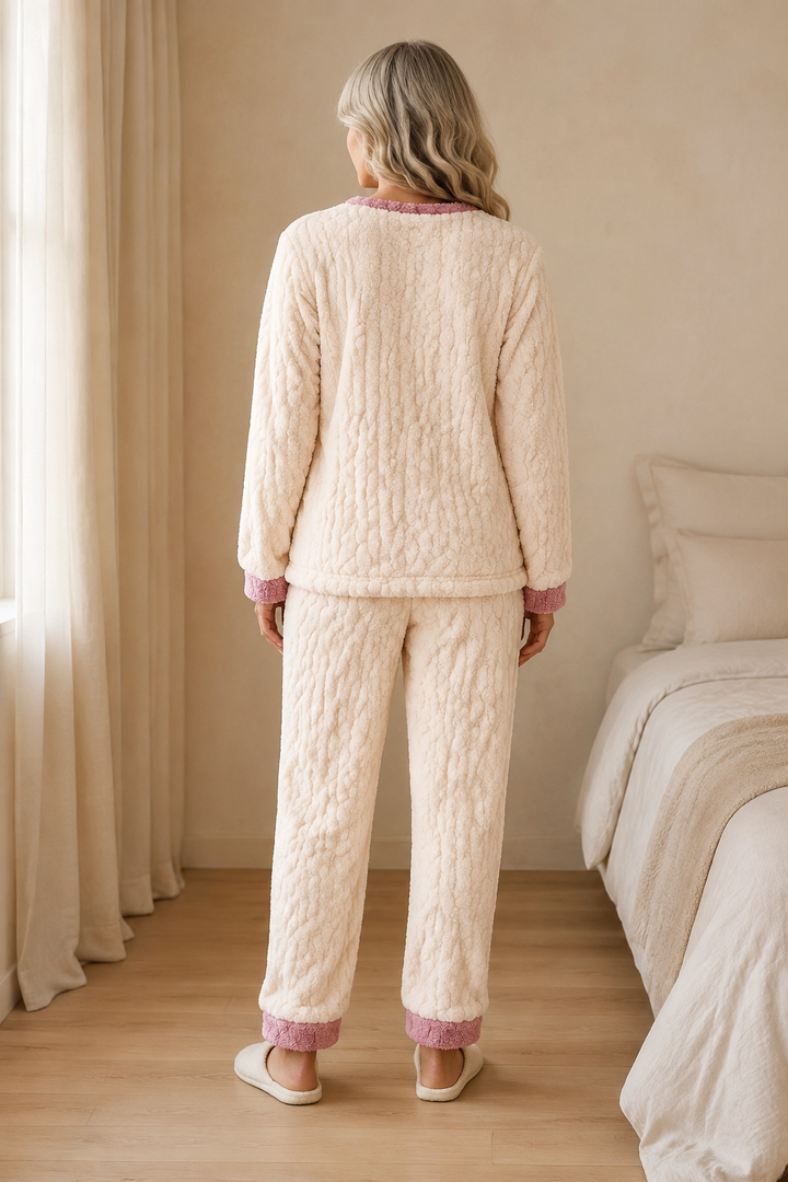 Etiennette | Jacquard Fleece Pyjama Set - Cream