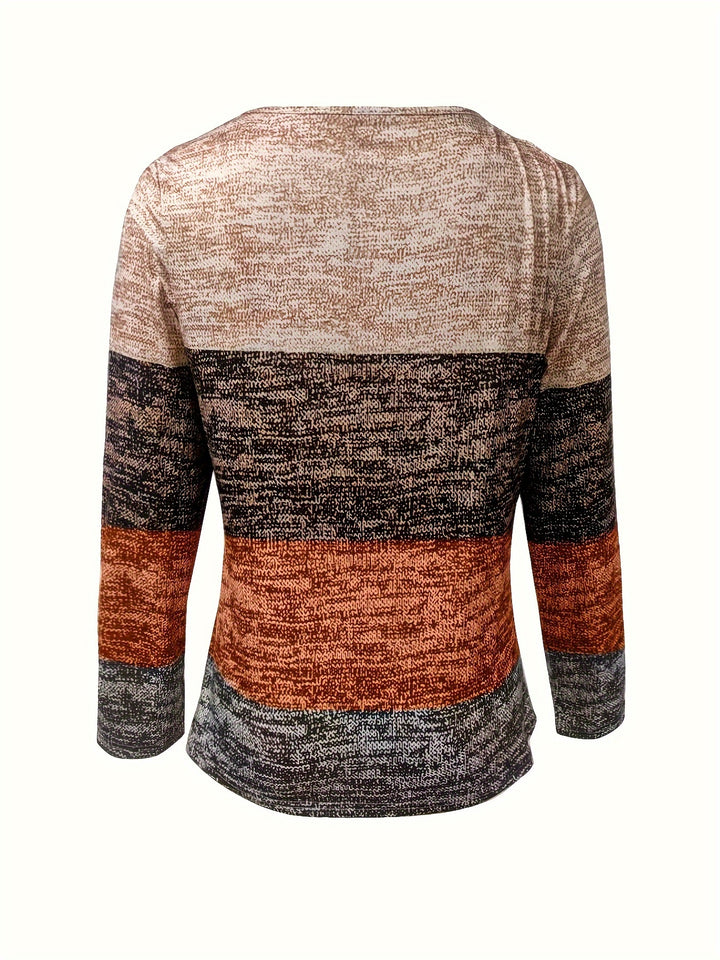 Norine | Striped Zip Neck Knit Top