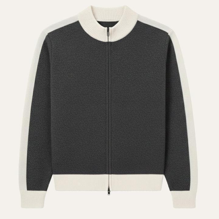 Hugues | 100% Wool Jacquard Zip Knit
