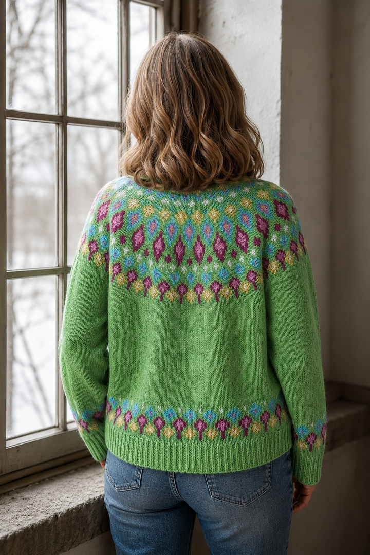Fair Isle-trui met motief aan de achterkant voor dames - Groen