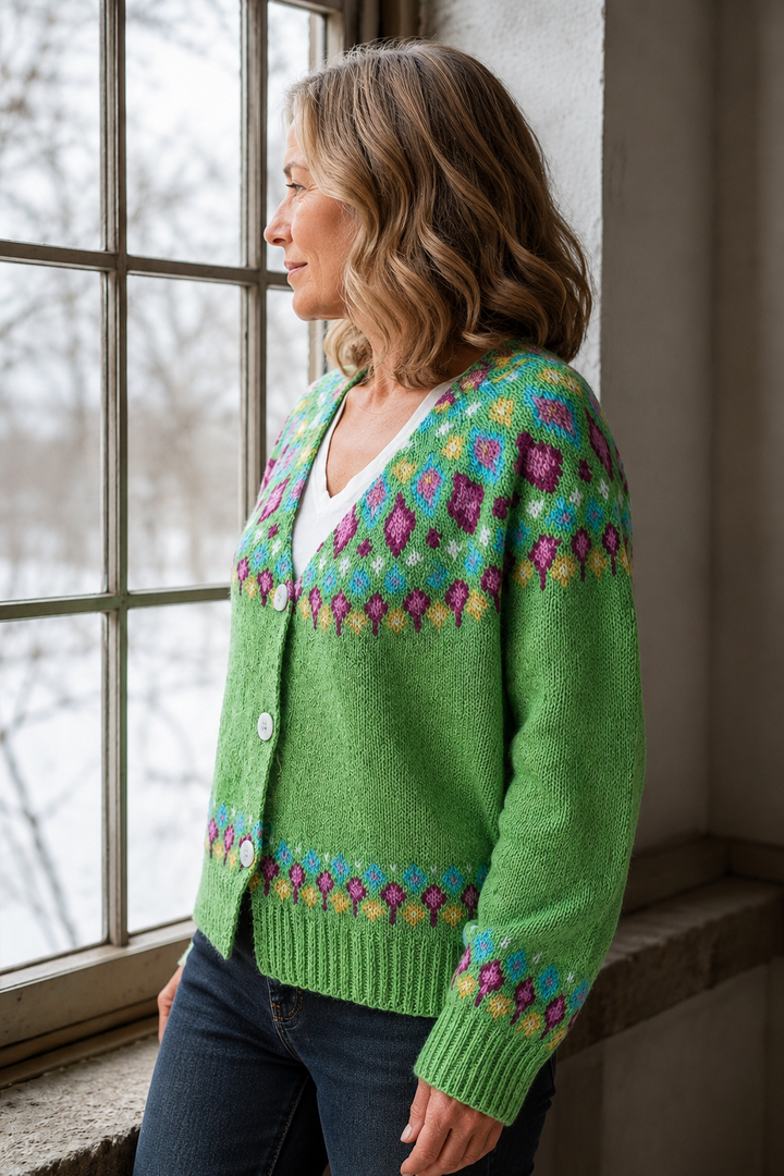 Fair Isle-trui met motief aan de achterkant voor dames - Groen