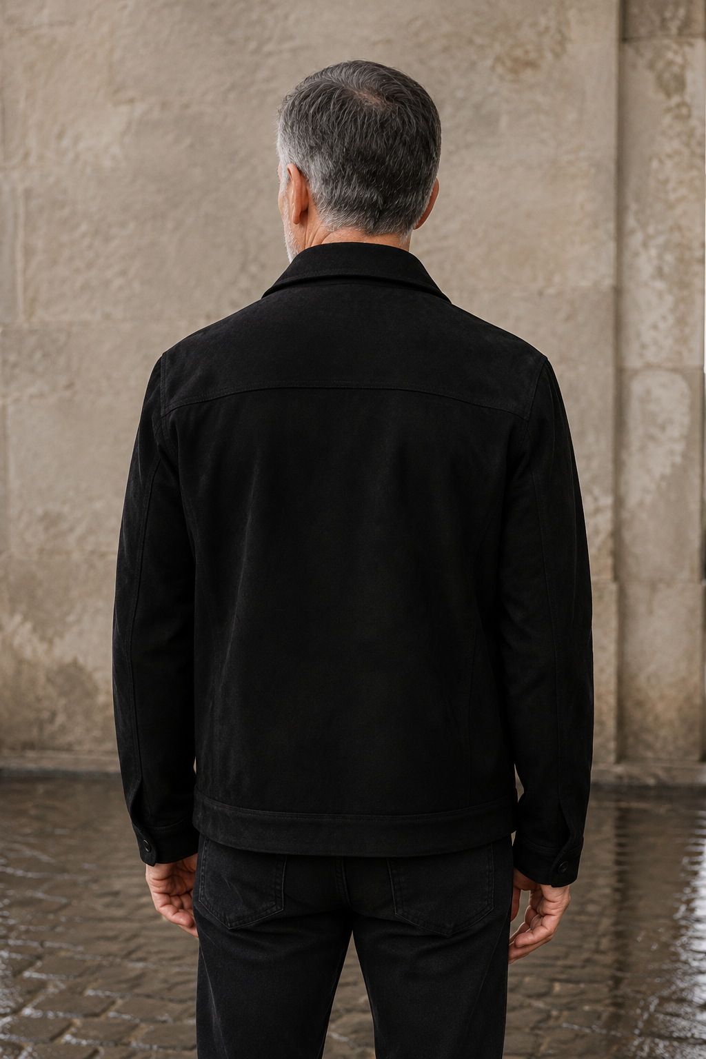 Faux Suede Flap Pocket Jacket - back