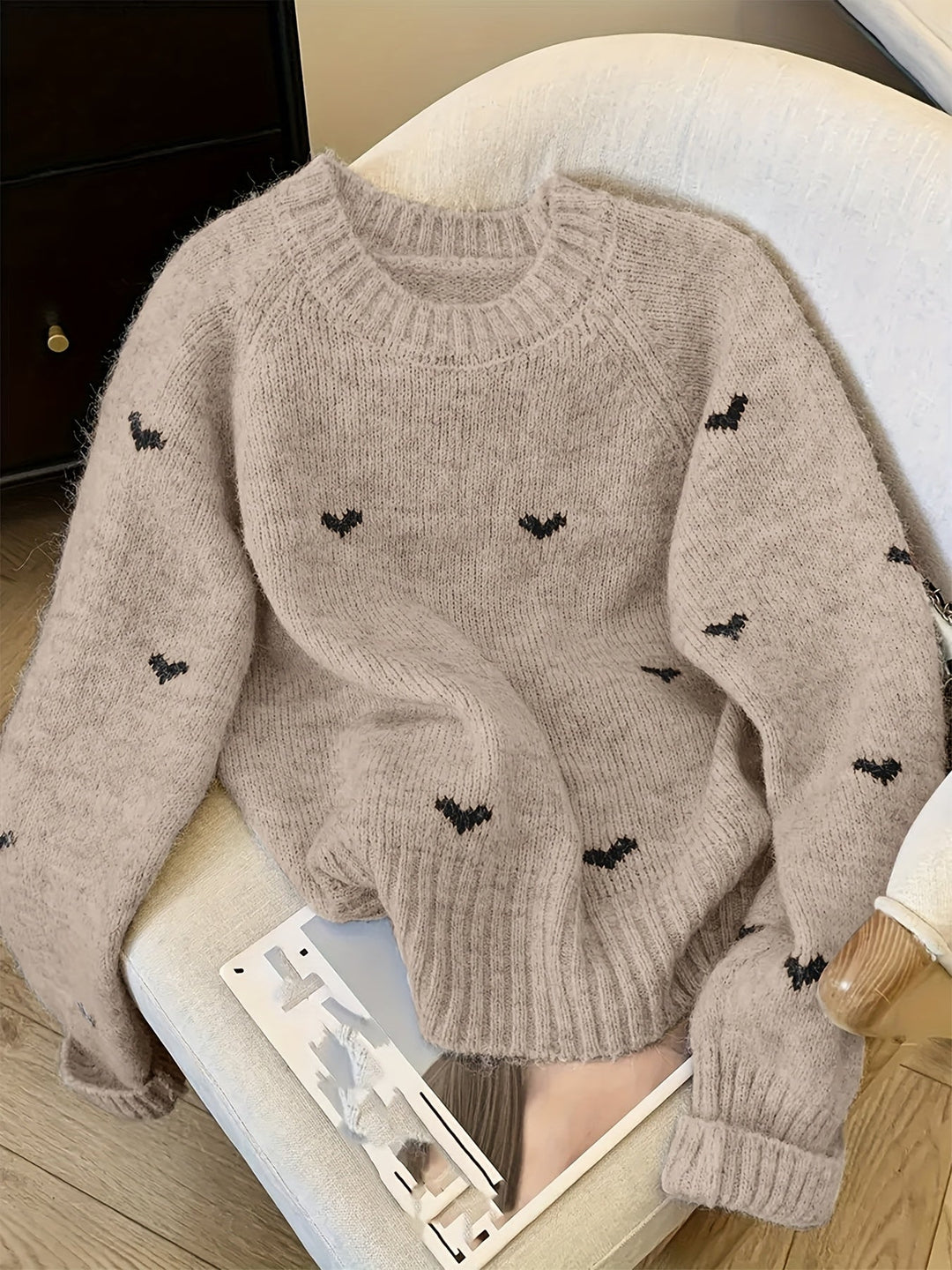 Janet | Raglan Crew Neck Wool Sweater