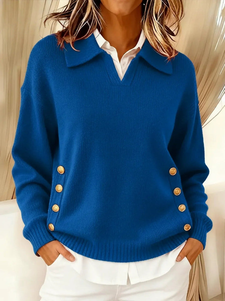 Doriane | Side Button Collar Sweater