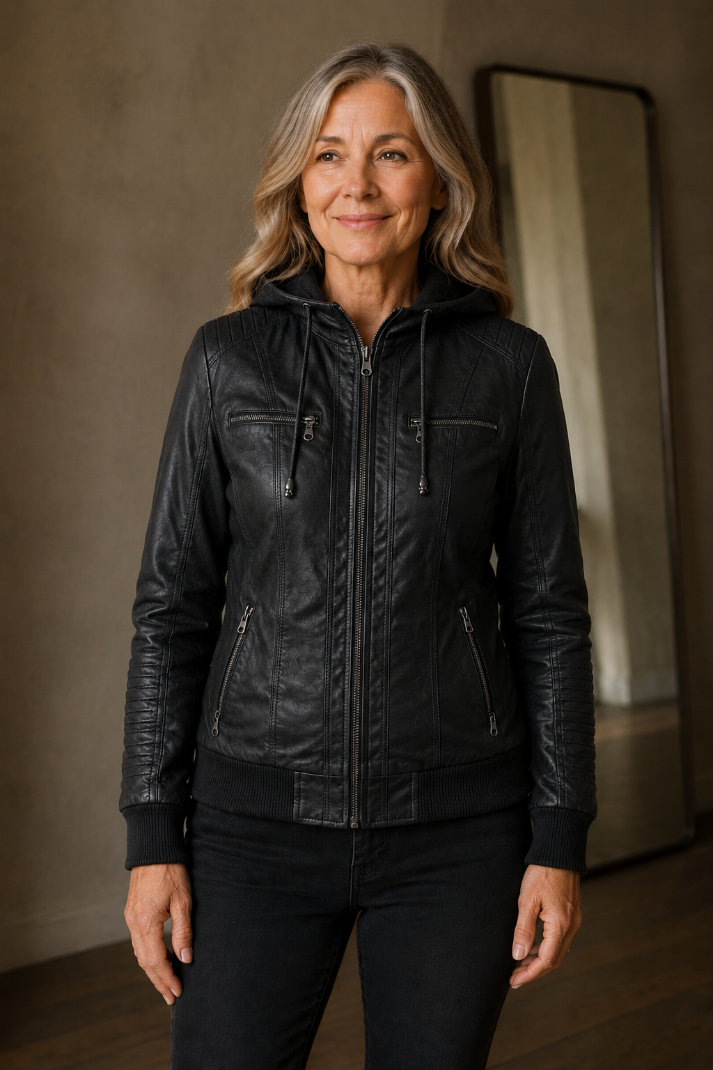 Fernande | Faux Leather Moto Jacket - Black