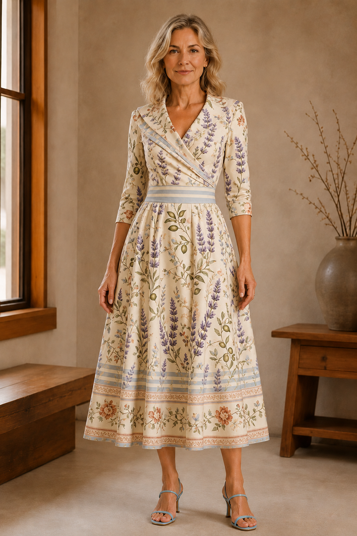 Fit and Flare Midi Dress - Lavender Sprig