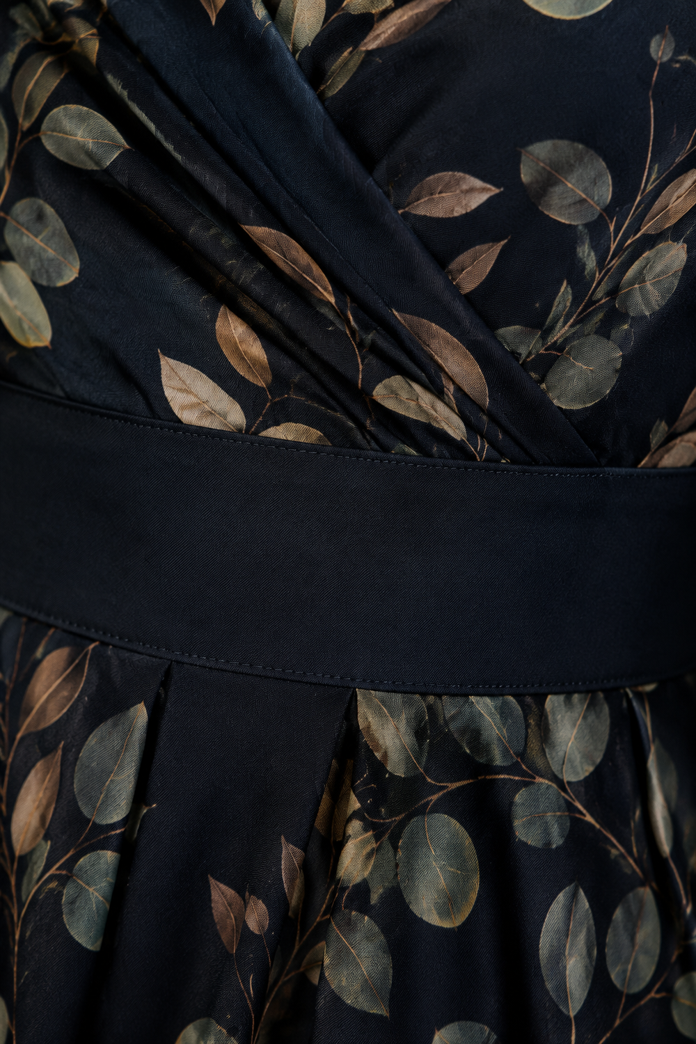 Fit and Flare Midi Dress – macro close-up of botanical fabric