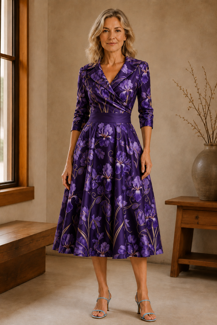 Fit and Flare Midi Dress - Purple Iris