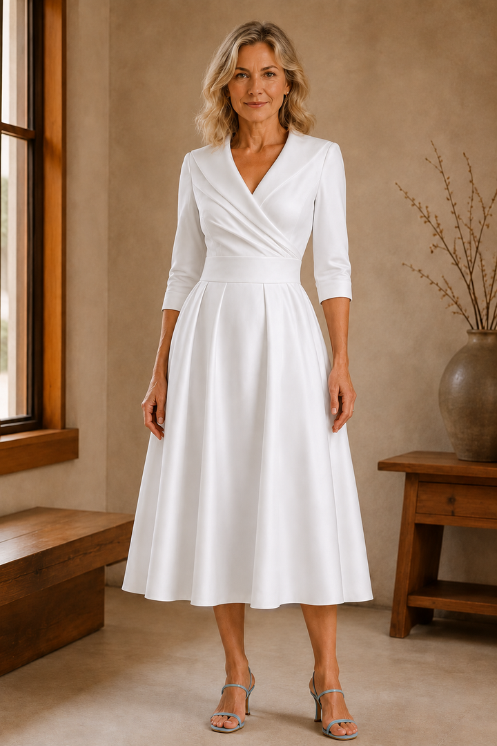 Fit and Flare Midi Dress - White