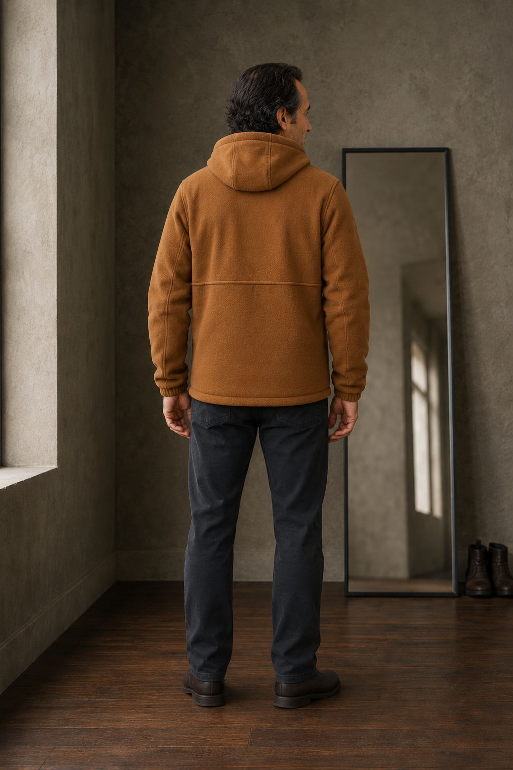 Fleece Lined Full Zip Hooded Jacket - back view