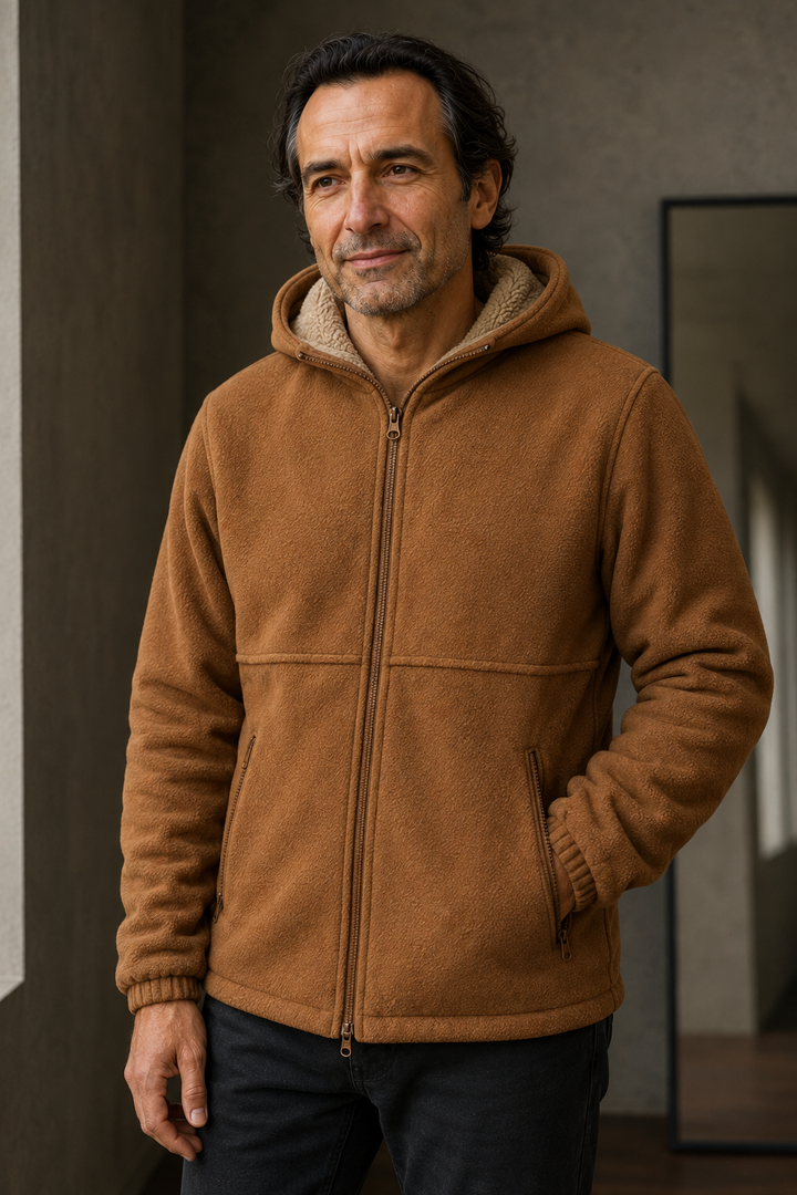 Fleece Lined Full Zip Hooded Jacket - close-up