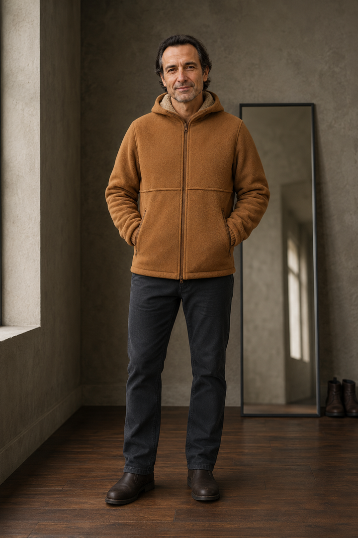 Fleece Lined Full Zip Hooded Jacket - hero closed